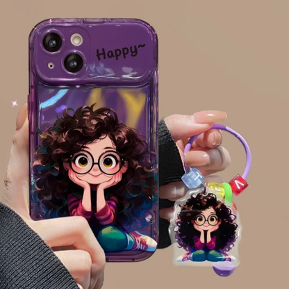 Premium 3D Happy Girl Mirror Phone Case