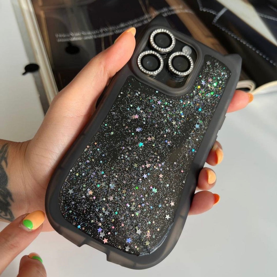 Premium Glimmy Glitter Meow Phone Case