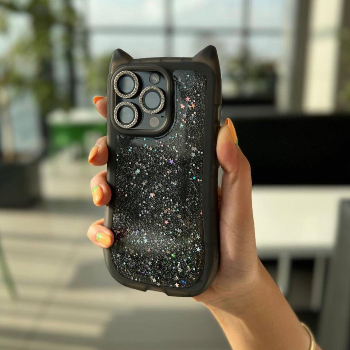 Premium Glimmy Glitter Meow Phone Case