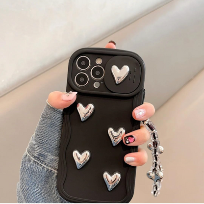 Premium Black Silver Heart Phone Case