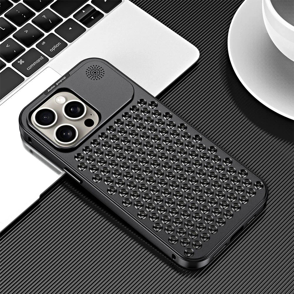 Metallic Hybrid Case With Airflow For Iphone 15 & 14 (Compatible With Pro & Pro Max).