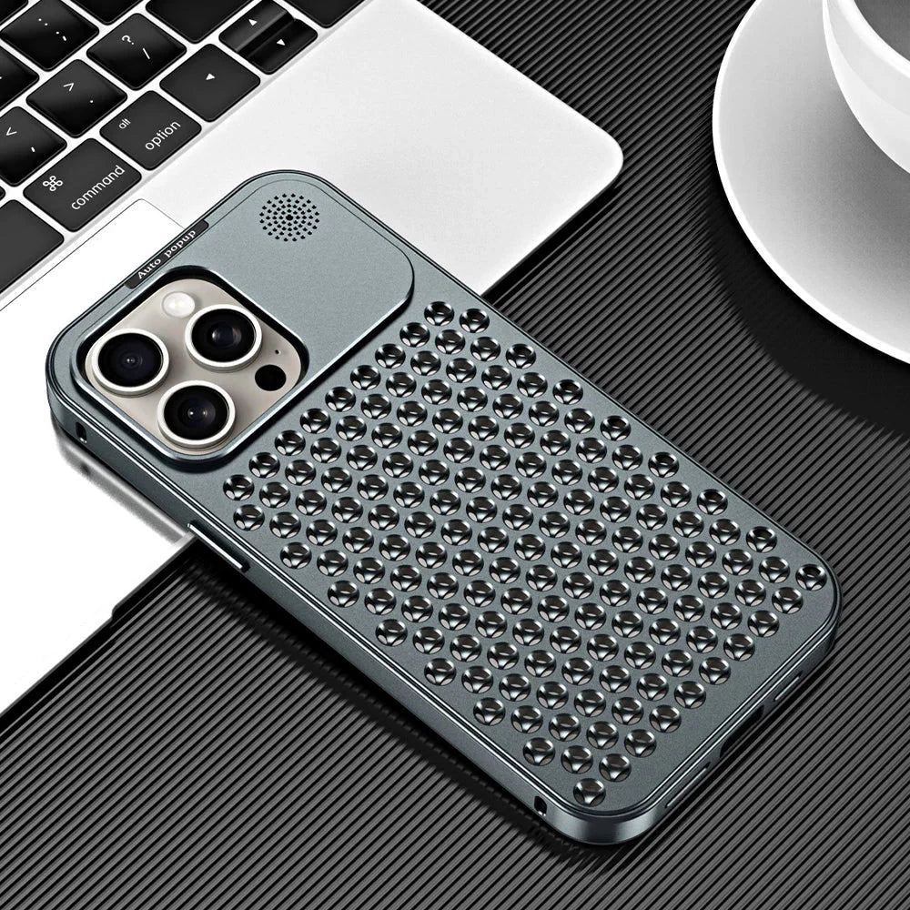 Metallic Hybrid Case With Airflow For Iphone 15 & 14 (Compatible With Pro & Pro Max).