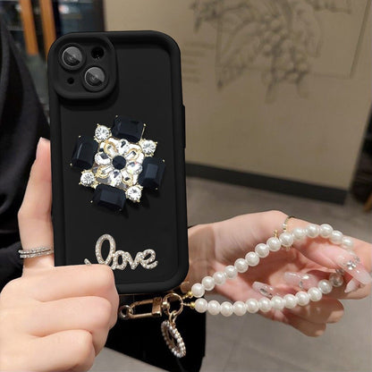 Glamorous Rhinestone Pearl Case With Bracelet