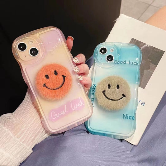 Gradient Wavy Case With Smiley - Iphone