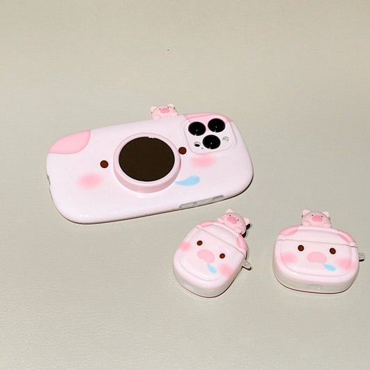 Piggy Perk Cartoon Phone Case With Airpods Case