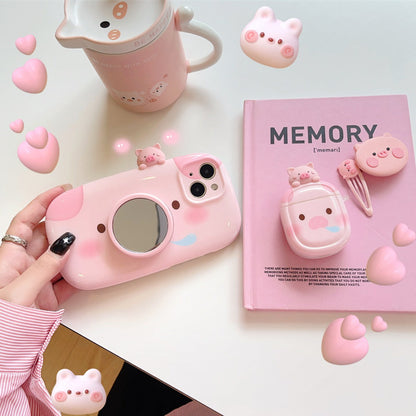 Piggy Perk Cartoon Phone Case With Airpods Case