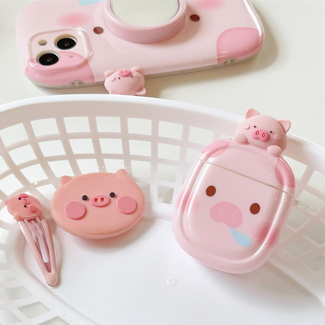 Piggy Perk Cartoon Phone Case With Airpods Case