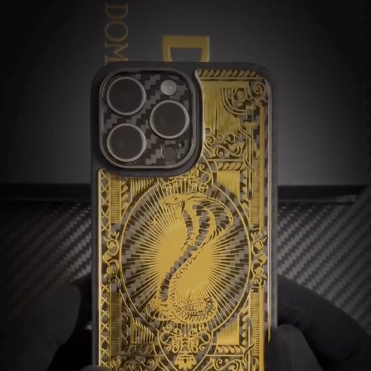 Real Carbon Fiber Golden Phone Case