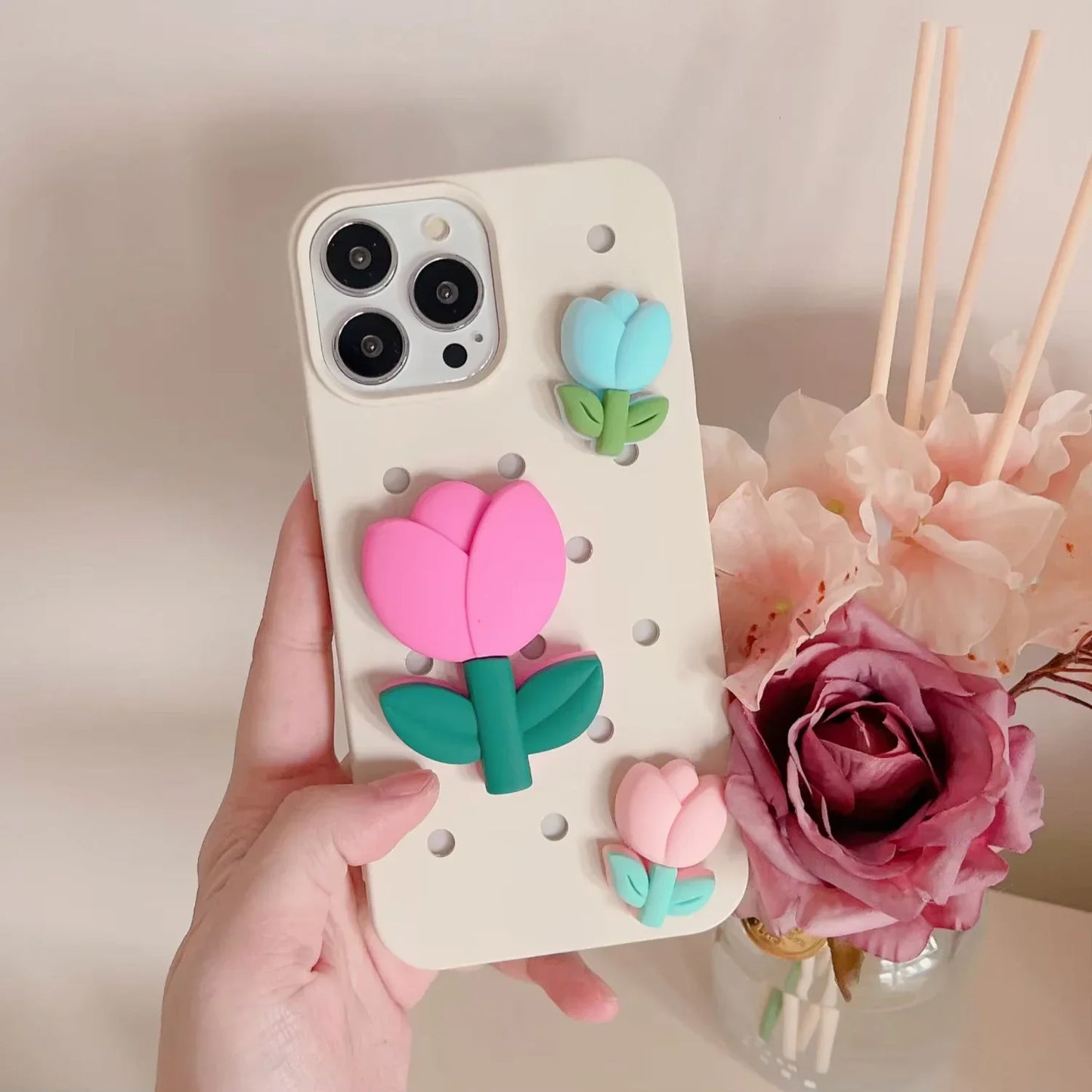 3D Soft Tulip Garden iPhone Case